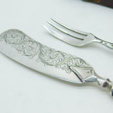 Victorian Sterling Silver & Red Agate Handled Breakfast Cutlery Set Antique 1844 Birmingham