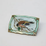 Norwegian Marius Hammer .930 Silver Enamel Chaffinch Bird Brooch Antique c1930