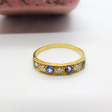 18ct Yellow Gold, 0.6ct Diamond & Sapphire Half Eternity Ring 1980 Sheffield
