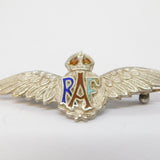 WWII-era Sterling Silver & Enamel RAF Wings Sweetheart Brooch Antique c1940