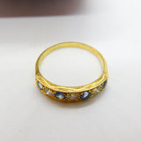 18ct Yellow Gold, 0.6ct Diamond & Sapphire Half Eternity Ring 1980 Sheffield
