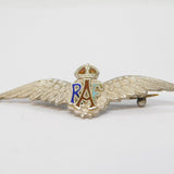 WWII-era Sterling Silver & Enamel RAF Wings Sweetheart Brooch Antique c1940