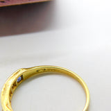 18ct Yellow Gold, 0.6ct Diamond & Sapphire Half Eternity Ring 1980 Sheffield