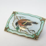 Norwegian Marius Hammer .930 Silver Enamel Chaffinch Bird Brooch Antique c1930