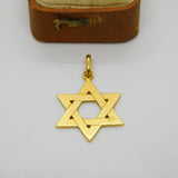 18ct Yellow Gold Star of David Jewish Charm Pendant Vintage c1970