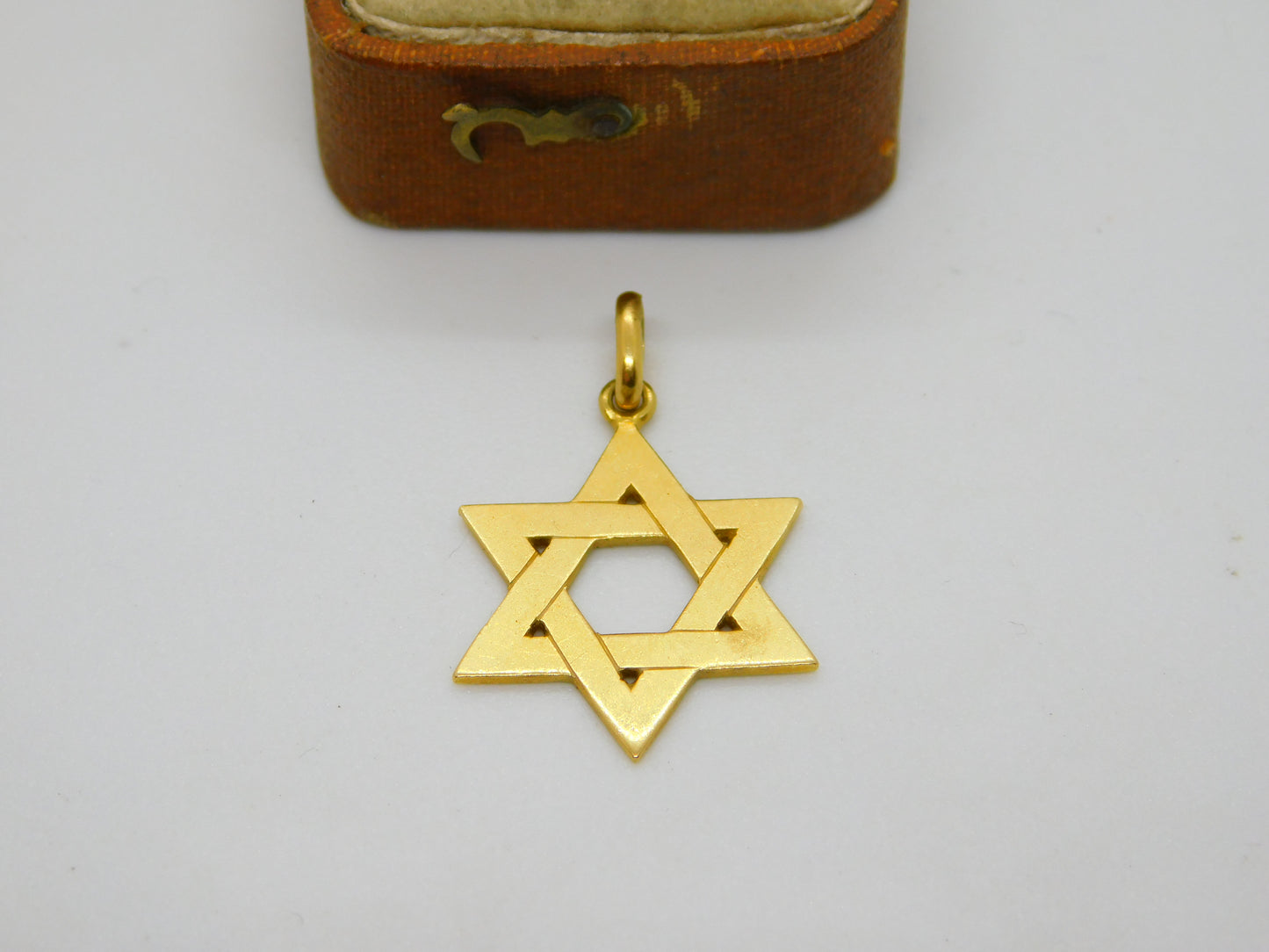 18ct Yellow Gold Star of David Jewish Charm Pendant Vintage c1970