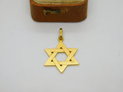 18ct Yellow Gold Star of David Jewish Charm Pendant Vintage c1970