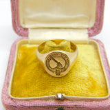 Large 9ct Gold 'Aut Pax Aut Bellum' Clan Gunn Family Intaglio Seal Signet Ring