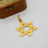 18ct Yellow Gold Star of David Jewish Charm Pendant Vintage c1970