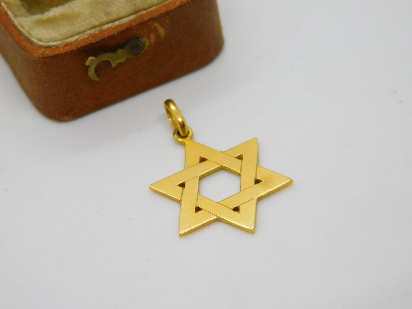 18ct Yellow Gold Star of David Jewish Charm Pendant Vintage c1970