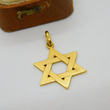 18ct Yellow Gold Star of David Jewish Charm Pendant Vintage c1970