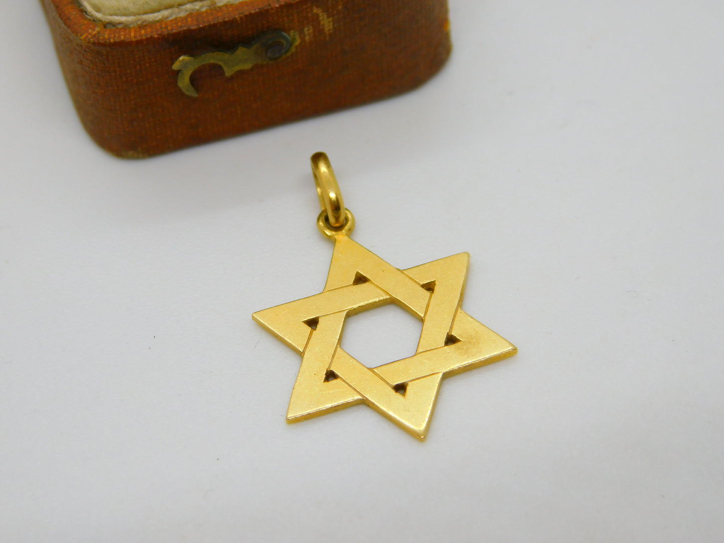 18ct Yellow Gold Star of David Jewish Charm Pendant Vintage c1970