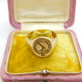 Large 9ct Gold 'Aut Pax Aut Bellum' Clan Gunn Family Intaglio Seal Signet Ring