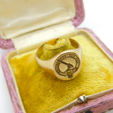 Large 9ct Gold 'Aut Pax Aut Bellum' Clan Gunn Family Intaglio Seal Signet Ring