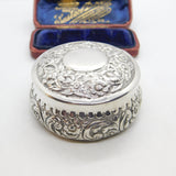 Victorian Sterling Silver Floral Pattern Snuff Box 1876 Birmingham Antique