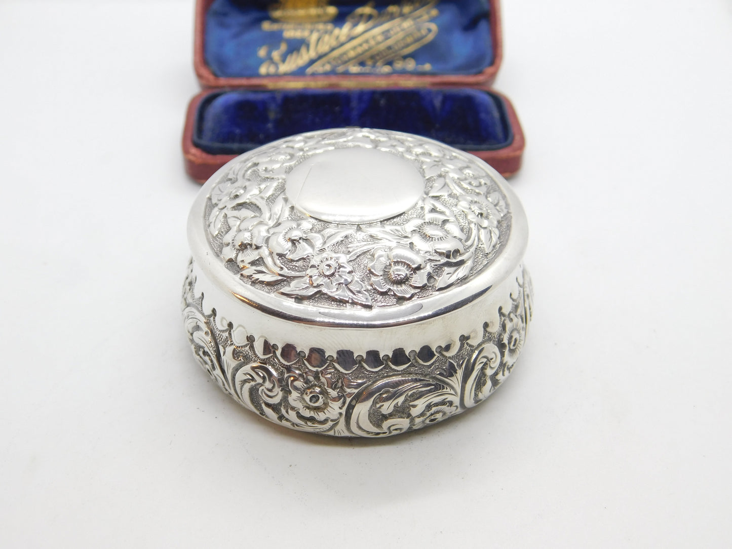 Victorian Sterling Silver Floral Pattern Snuff Box 1876 Birmingham Antique