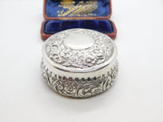Victorian Sterling Silver Floral Pattern Snuff Box 1876 Birmingham Antique