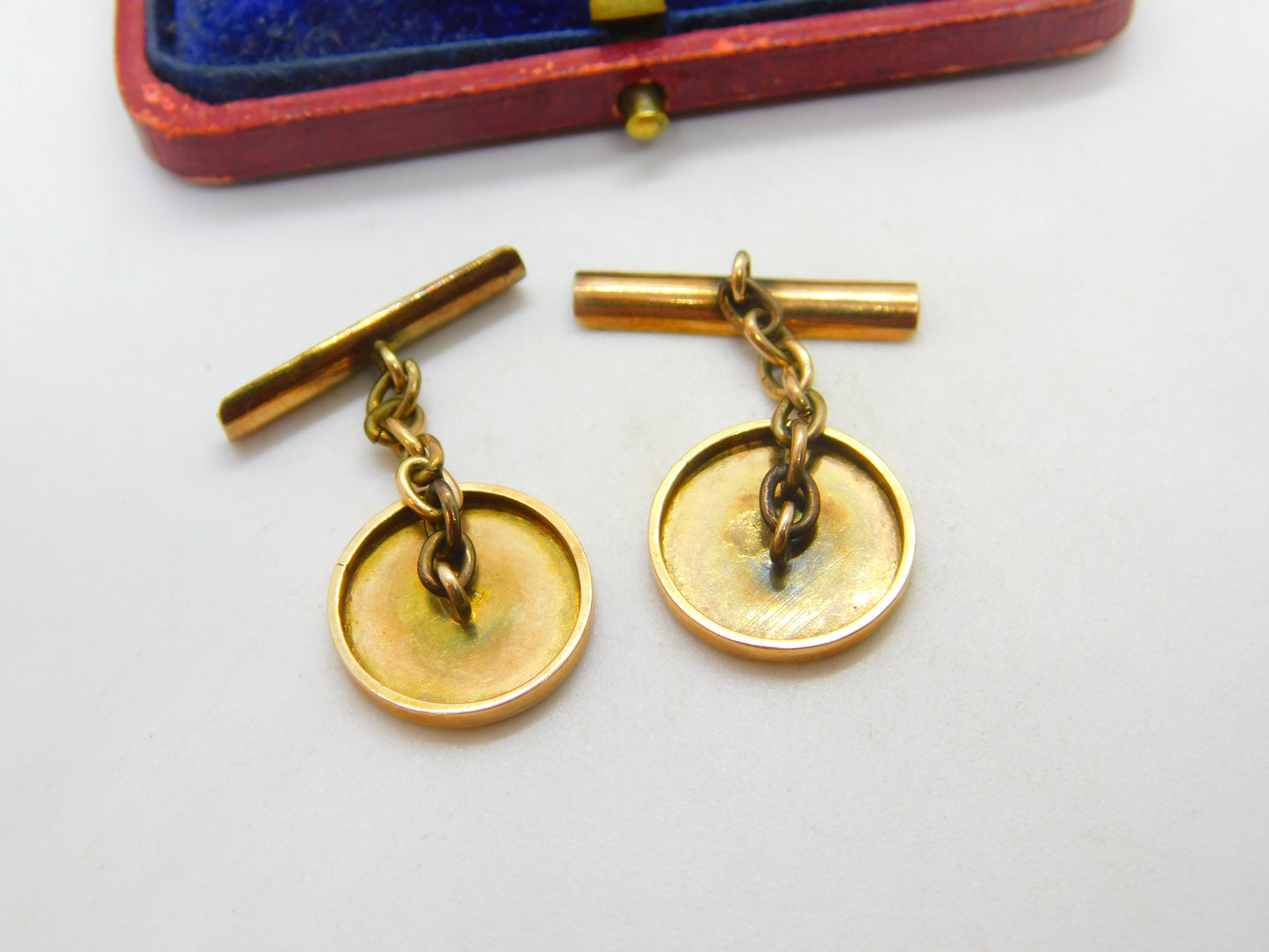 Victorian 14ct Yellow Gold Heart Pattern Circular Cufflinks c1900 Antique