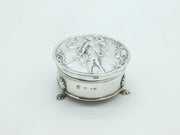 Edwardian Sterling Silver Fairy Pattern Jewellery Box Antique 1906 Birmingham