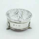 Edwardian Sterling Silver Fairy Pattern Jewellery Box Antique 1906 Birmingham