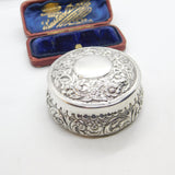 Victorian Sterling Silver Floral Pattern Snuff Box 1876 Birmingham Antique