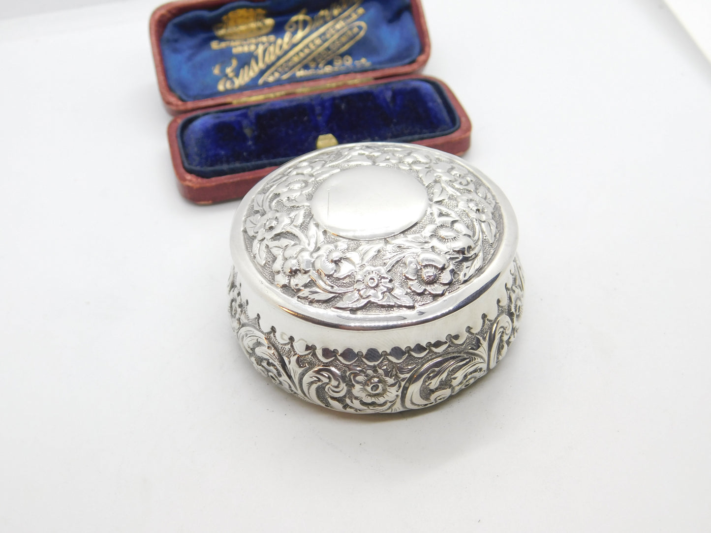 Victorian Sterling Silver Floral Pattern Snuff Box 1876 Birmingham Antique