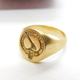 Large 9ct Gold 'Aut Pax Aut Bellum' Clan Gunn Family Intaglio Seal Signet Ring