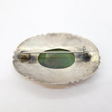 Arts & Crafts Sterling Silver Mounted Cabochon Jade Panel Brooch Antique c1920