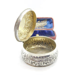 Victorian Sterling Silver Floral Pattern Snuff Box 1876 Birmingham Antique