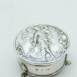 Edwardian Sterling Silver Fairy Pattern Jewellery Box Antique 1906 Birmingham