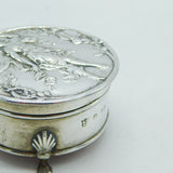 Edwardian Sterling Silver Fairy Pattern Jewellery Box Antique 1906 Birmingham