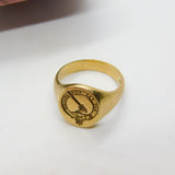 Large 9ct Gold 'Aut Pax Aut Bellum' Clan Gunn Family Intaglio Seal Signet Ring