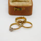 English 9ct Gold and Paste Triple Wedding Rings Charm or Pendant Vintage 1971