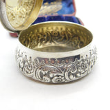 Victorian Sterling Silver Floral Pattern Snuff Box 1876 Birmingham Antique