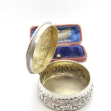 Victorian Sterling Silver Floral Pattern Snuff Box 1876 Birmingham Antique