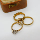 English 9ct Gold and Paste Triple Wedding Rings Charm or Pendant Vintage 1971