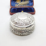 Victorian Sterling Silver Floral Pattern Snuff Box 1876 Birmingham Antique