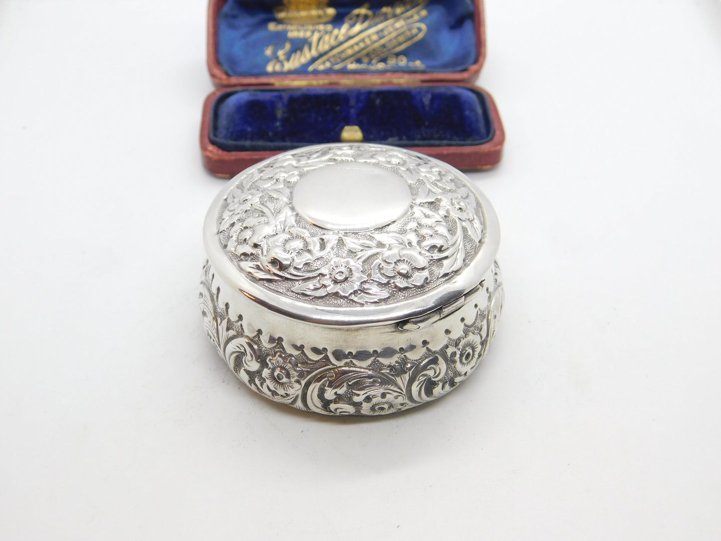 Victorian Sterling Silver Floral Pattern Snuff Box 1876 Birmingham Antique