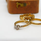English 9ct Gold and Paste Triple Wedding Rings Charm or Pendant Vintage 1971