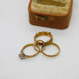 English 9ct Gold and Paste Triple Wedding Rings Charm or Pendant Vintage 1971