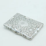 Edwardian Sterling Silver Acanthus Pattern Card Case Antique 1904 Birmingham