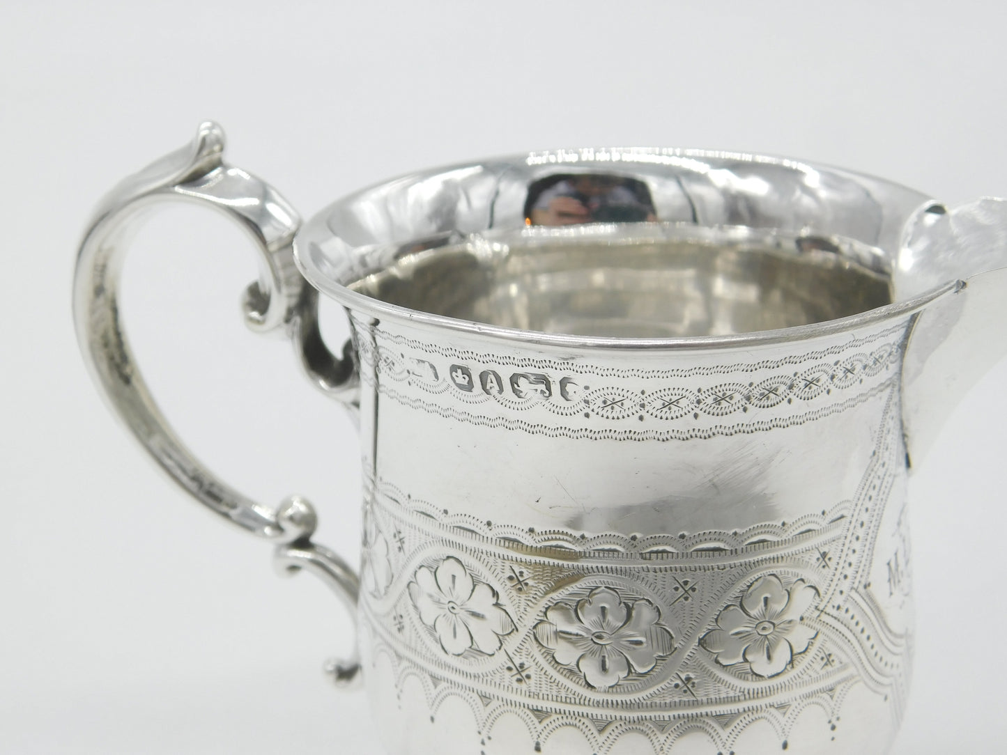 Victorian Sterling Silver Floral Pattern Cream Jug 1868 Sheffield Antique