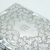 Edwardian Sterling Silver Acanthus Pattern Card Case Antique 1904 Birmingham
