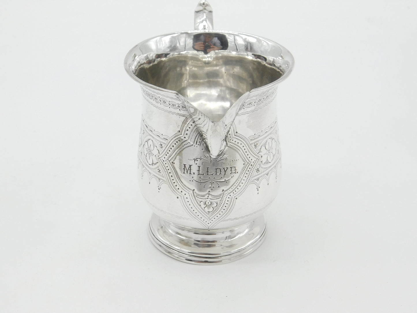 Victorian Sterling Silver Floral Pattern Cream Jug 1868 Sheffield Antique