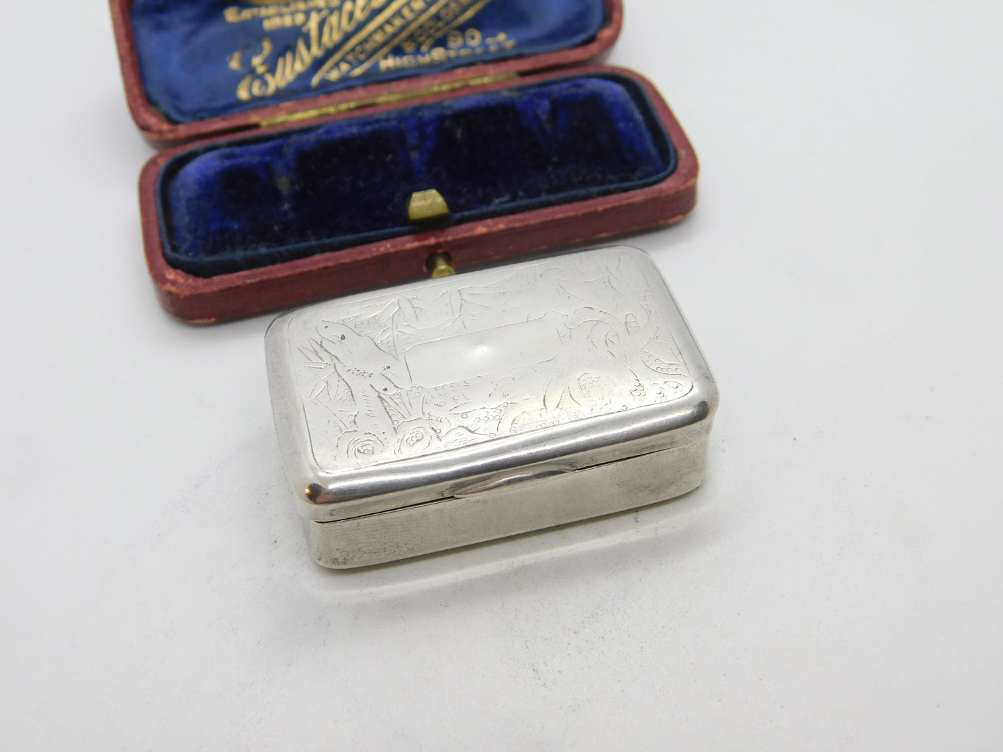 Victorian Chinese Sterling Silver Floral Etched Snuff Box possibly Nanking c1880 Antique