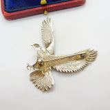 Large Sterling Silver & Blue Enamel Soaring Eagle Brooch Vintage c1960