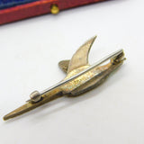 Victorian Sterling Silver & Enamel Flying Pheasant Brooch Pin c1900 Antique