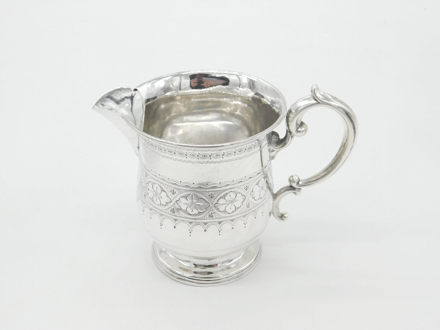 Victorian Sterling Silver Floral Pattern Cream Jug 1868 Sheffield Antique