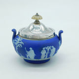 Victorian Sterling Silver & Wedgwood Classical Pattern Sugar Bowl Antique 1899