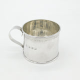 Edwardian Scottish Sterling Silver George II Shilling Coin Christening Mug 1910